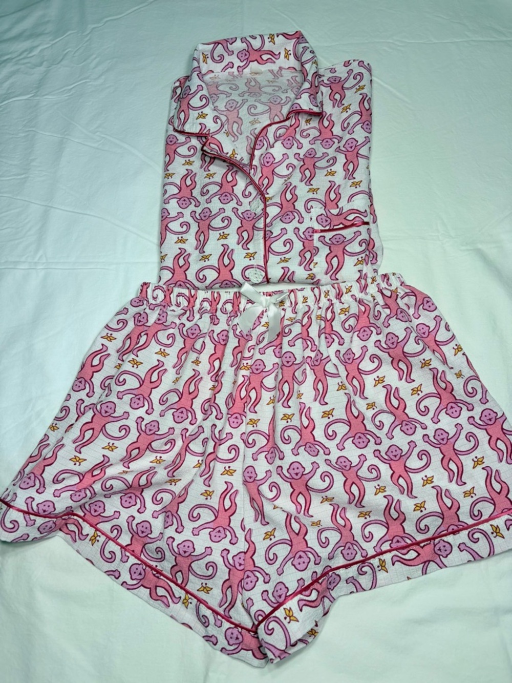 Playful Pink Monkey Short Pajama Set